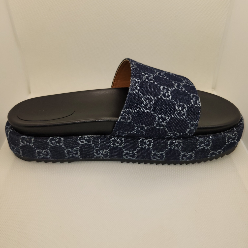 Gucci Women's Angelina Platform Slude Sandals GG Denim Size 42/10.5 US - Picture 6 of 15